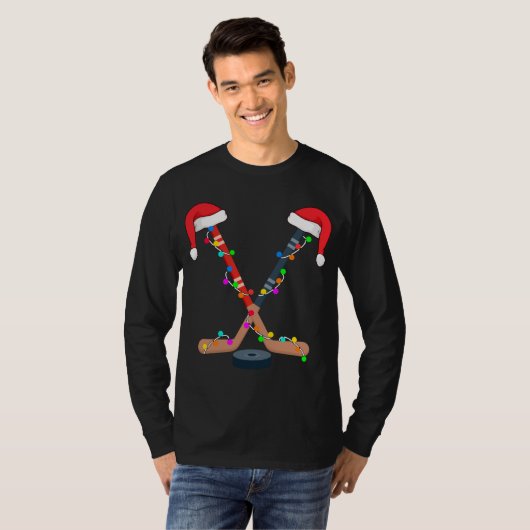 Hockey Santa Hat met kerstkleden T-shirt (Voorkant volledig)