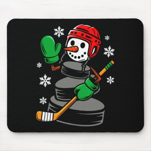 Hockey Santa Hat Snowman Xmas Funny Hockey Lover C Muismat (Voorkant)