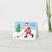 Hockey Santa Kerstkerst Feestdagen Kaart (Voorkant)