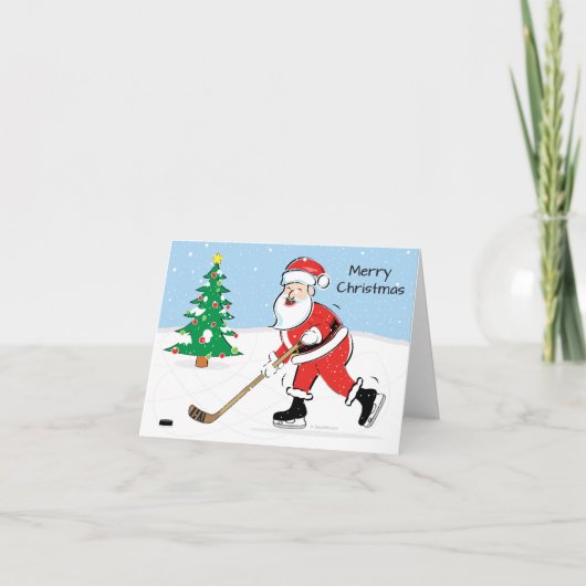 Hockey Santa Kerstkerst Feestdagen Kaart (Voorkant)