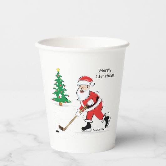 Hockey Santa Kerstkerst Papieren Bekers (Voorkant)
