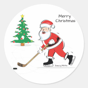 Hockey Santa Kerstkerst Ronde Sticker
