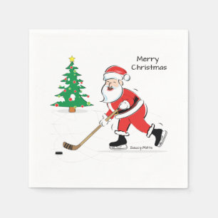 Hockey Santa Kerstkerst Servet