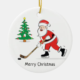 Hockey Santa Kerstronde Keramisch Ornament