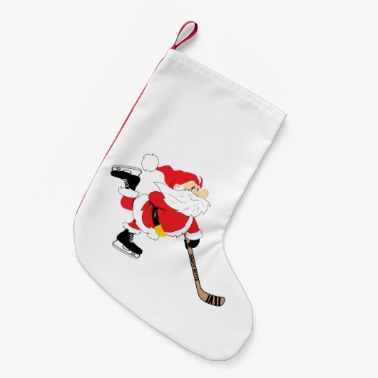 Hockey Santa Skating Stocking Kleine Kerstsok (Voorkant (Hangend))