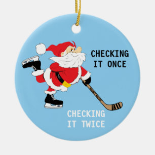 Hockey Santa Skicket, één keer kerstmis Keramisch Ornament