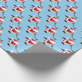 Hockey Santa Sking Blue Cadeaupapier