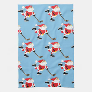 Hockey Santa Sking-kerstkeuken-decor Theedoek