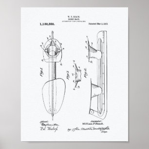 Hockey Schaats 1915 Patent Art - Witboek Poster