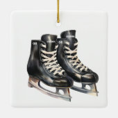 Hockey schaats gepersonaliseerde naam en nummer keramisch ornament (Achterkant)
