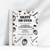 Hockey Schaats op Over zwart en wit Verjaardag Kaart