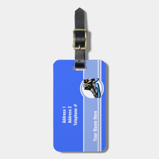 Hockey Schaatsen; Blauw Bagagelabel (Voorkant verticaal)