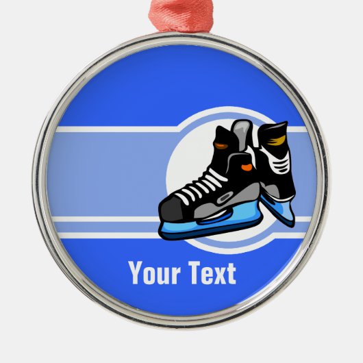 Hockey-Schaatsen; Blauw Metalen Ornament (Voorkant)