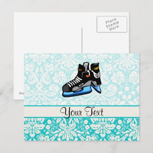 Hockey-Schaatsen; Damask Briefkaart (Voorkant / Achterkant)