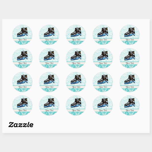 Hockey Schaatsen; Damask Ronde Sticker (Vel)
