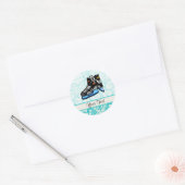 Hockey Schaatsen; Damask Ronde Sticker (Envelop)