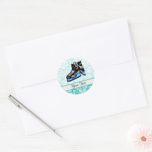 Hockey Schaatsen; Damask Ronde Sticker (Envelop)