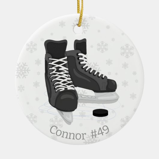 Hockey Schaatsen Monogram Kerst Ornament (Voorkant)