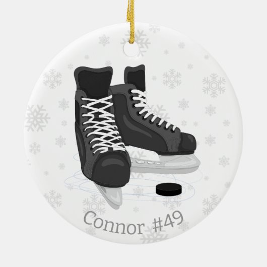 Hockey Schaatsen Monogram Kerst Ornament (Achterkant)