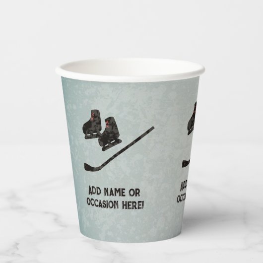 Hockey Schaatsen Stick elke naam / gelegenheid met Papieren Bekers (Voorkant)