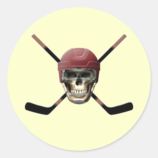 Hockey schedel & gekruiste stokken ronde sticker (Voorkant)
