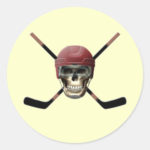 Hockey schedel & gekruiste stokken ronde sticker