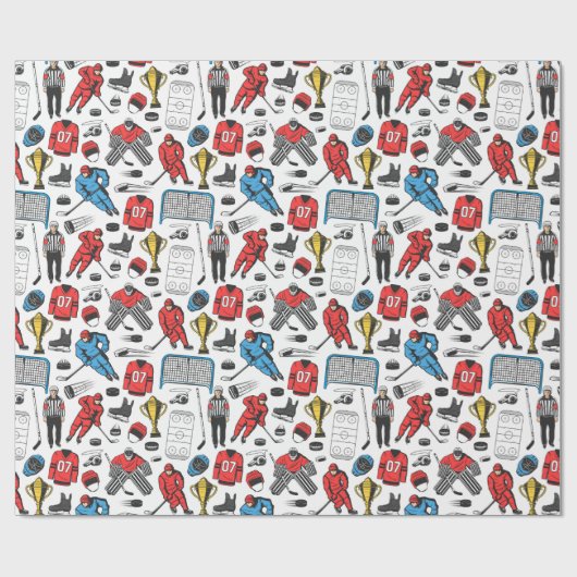 Hockey scheidsrechter spelers ijsbaan patroon cadeaupapier (Vlak)