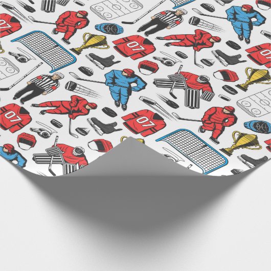 Hockey scheidsrechter spelers ijsbaan patroon cadeaupapier (Hoek)