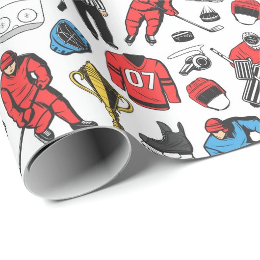 Hockey scheidsrechter spelers ijsbaan patroon cadeaupapier (Rol Hoek)