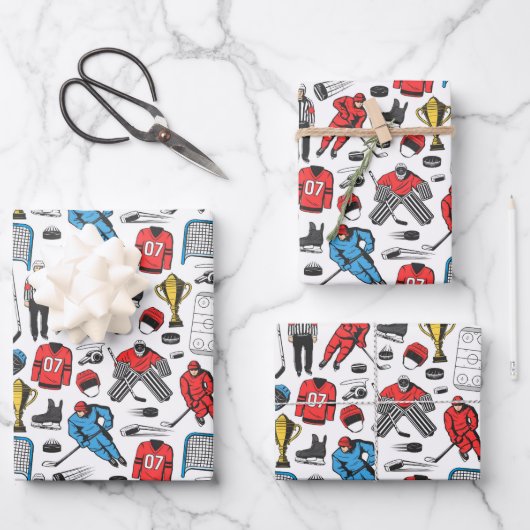 Hockey scheidsrechter spelers ijsbaan patroon inpakpapier vel (Voorkant)