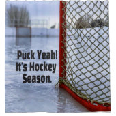 Hockey Season Ice Cold Funny Humor Puck Douchegordijn (Voorkant)