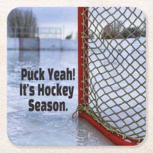 Hockey Season Ice Cold Funny Humor Puck Kartonnen Onderzetters