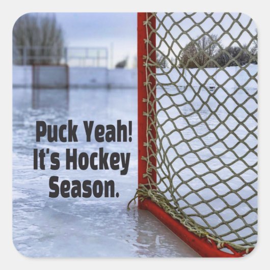 Hockey Season Ice Cold Funny Humor Puck Vierkante Sticker (Voorkant)