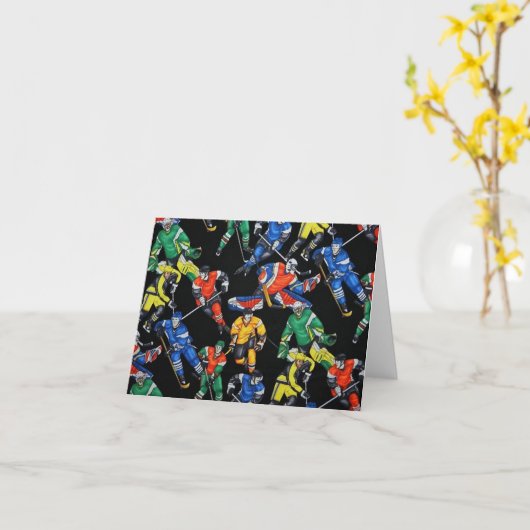 Hockey seizoen IJshockey Pattern Note Kaart (Gele Bloem)