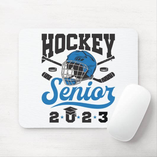 Hockey Senior 2023 Afstuderen Blue White Muismat (Met muis)