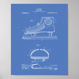 Hockey Shoe 1914 Patent Art Blueprint Poster