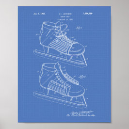 Hockey Shoe 1934 Patent Art - Blauwdruk Poster