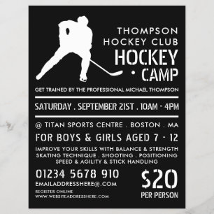 Hockey Silhouette, Hockey Camp Adverteren Flyer