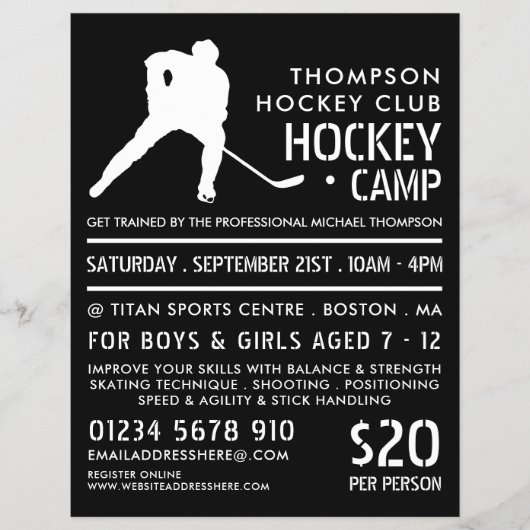 Hockey Silhouette, Hockey Camp Adverteren Flyer (Voorkant)