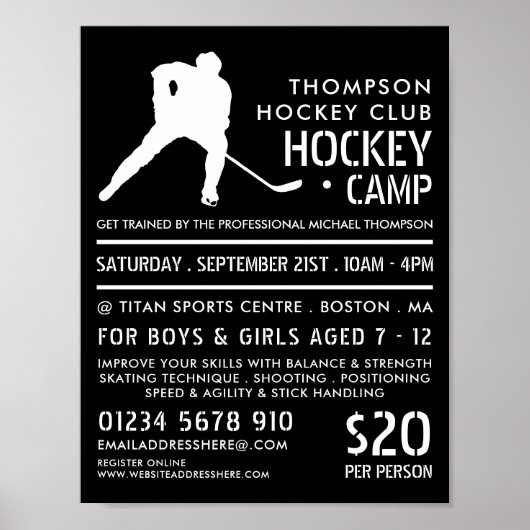 Hockey Silhouette, Hockey Camp Adverteren Poster (Voorkant)