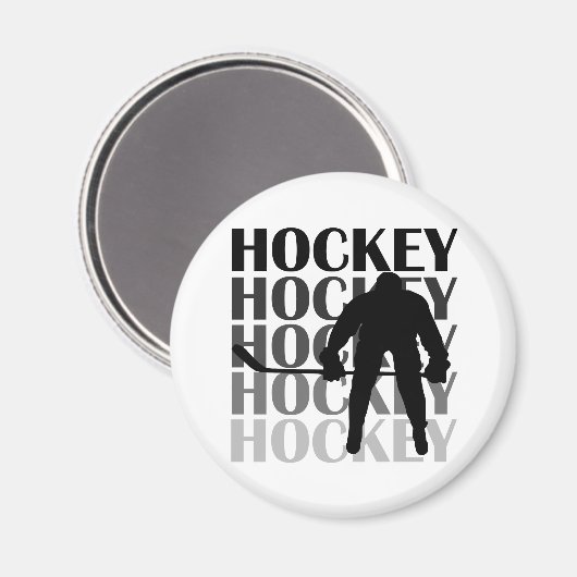Hockey Silhouette T-shirts en cadeautjes Magneet (Voorkant / Achterkant)