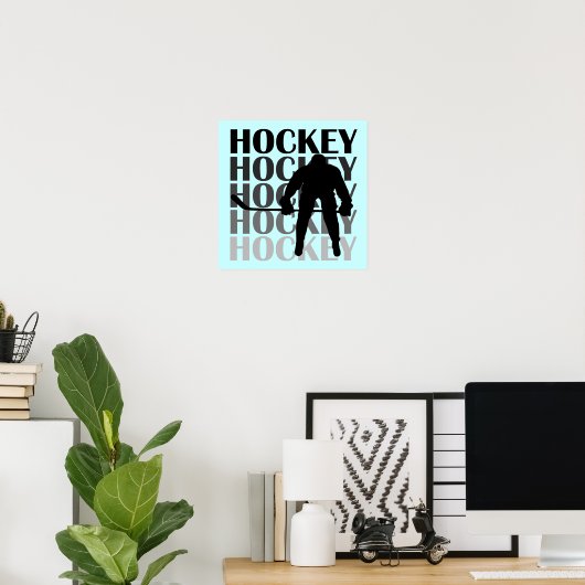 Hockey Silhouette T-shirts en cadeautjes Poster (Thuiskantoor)
