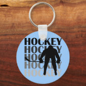 Hockey Silhouette T-shirts en cadeautjes Sleutelhanger (Voorkant)