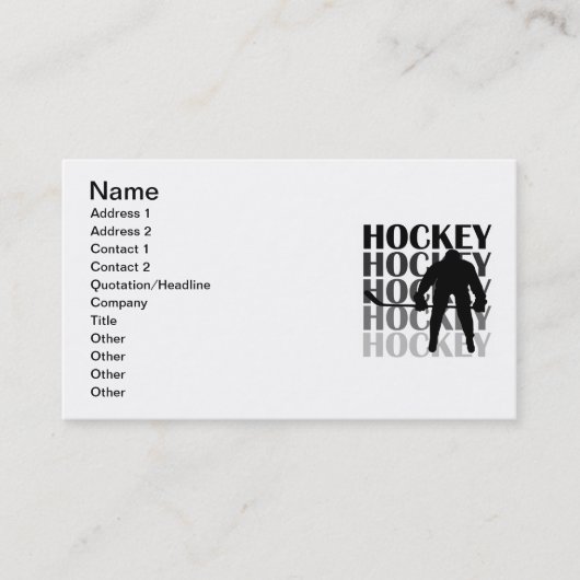 Hockey Silhouette T-shirts en cadeautjes Visitekaartje (Voorkant)