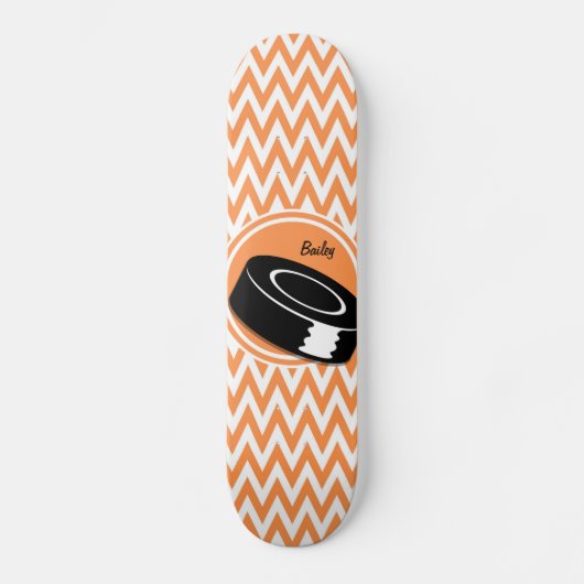 Hockey; Sinaasappel en witte Chevron Skateboard (Voorkant)