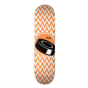 Hockey; Sinaasappel en witte Chevron Skateboard