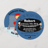 Hockey Skating Birthday Party Circle Invite Kaart (Voorkant / Achterkant)