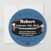 Hockey Skating Birthday Party Circle Invite Kaart (Voorkant)