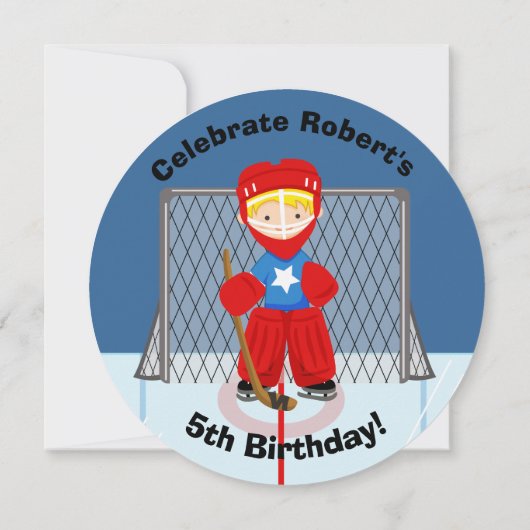 Hockey Skating Birthday Party Circle Invite Kaart (Achterkant)