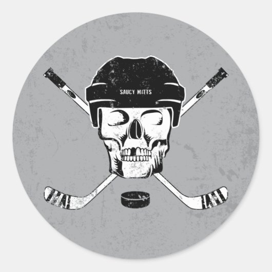 Hockey Skull Classic Round Sticker (Voorkant)